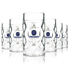 6x Löwenbräu Bier Glas Maßkrug 1l Oktoberfest Wiesn München Wasen Krüge Gläser