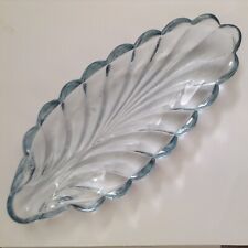 Vintage Bagley selten in hellblau gepresstem Glas 32 cm Blattgurke Nr. 2 Schüssel