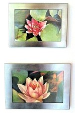 2 Magnet Bilderrahmen Fotorahmen Metall Kühlschrank Türrahmen Blumen Familie 