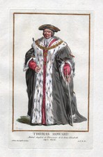 1779 Thomas Howard Earl of Suffolk Portrait costumes antique print Duflos