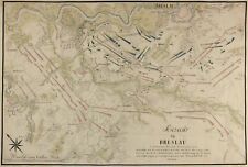 18. Jahrhundert Handschriftkarte der Schlacht bei Breslau 51x34,5cm Österreich/Preußen
