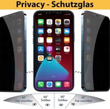 2x Panzerfolie Blickschutz  für iPhone 14 13 12 11 X XR Pro Max Sichtschutz Glas