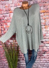 weicher Feinstrick Oversize Pullover TUNIKA Italy Angora GRAU 40 42 44 46