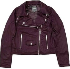 Neu Damen Suedette Bikerjacke burgundisch Größe UK 12