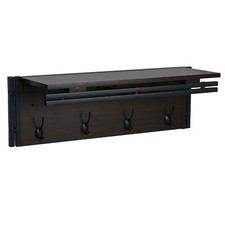 B-Ware Wandgarderobe MCW-A27, Regal, 4 Haken 24x75x24cm 3D-Struktur, dunkelbraun