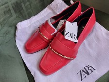 ZARA Slipper Gr. 39 NEU Leder Rot Mokassin Loafer flache Halbschuhe