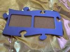 Bilderrahmen Fotorahmen Puzzle Holz Farbe hell blau für 2 Fotos 13 x 9 cm