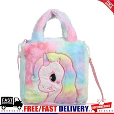 Kinder Cartoon Horn Pferd Schultertasche Krawatte Färbung Umhängetaschen Winter Plüsch Handtasche