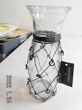 Vase/Glas/Metall/Neu/17,5 cm