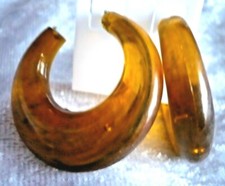 hübsche Creolen Ohrringe Bernstein Imitat Ohrstecker silber Folklore Schmuck NEU