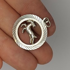 Massiver Sterling Silber 925 Anhänger az718 lang Horn Ziege Chinesische Sternzeichen Schmuck