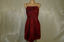   ★♥★ZARA Kleid S 36 Rot Schwarz Leo 100% Seide Party Feier Sommer Chiffon Silk 
