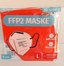 FFP2 Maske Atemschutzmaske Korallrot L Zertifiziert 5-Lagig Mundschutz CE0370 