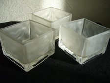 ✨ PARTYLITE  Teelichthalter   " EISWÜRFEL "  3-teilig mattiert OVP