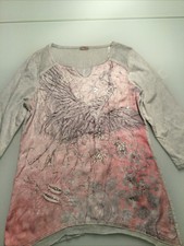 ? Bluse Shirt Tredy 36 Grau- Rosa Perlen- Pallietten Glitzer NEU ?