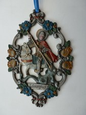 Zinn Reliefbild Zinnfigur **S. Georgius - hl. Georg**  KÜHN - Zinn Sammlerstück