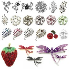 1 Brosche Anstecknadel Pin Damen Strass Blume Blüte Perle Hochzeit Modeschmuck