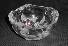 Bleikristall Schale Teller vase Servierschale deko 13x7cm m. rosa Blumenmuster