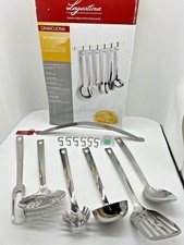 Lagostina Grancucina Kochlöffel-Set mit Hängeleiste, 7 Teile, Edelstahl 18/10