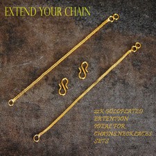 18 Karat Gelbgold Verlängerer/Sicherheitskette Armband Halskette 2 x 4,5 Zoll + 4 Haken