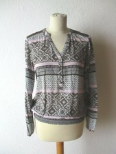 Tom Tailor Damen Bluse-Tunika Gr. 38 grau-weiß-rose langarm