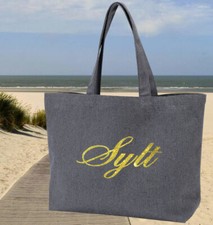 Sylt Umhängetasche Shopper Strandtasche Glitzer 100% Baumwolle Gr.60x40x14