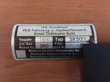 Typschild Plakette VEB SIMSON Roller SR50 CE 12V rot 1990 DDR