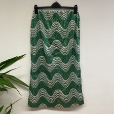 Brandneu mit Etikett Warehouse grün Pailletten Midi Rock Gr. M dehnbar festliche Party