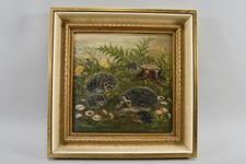 B08R03- Gemälde, Igelfamilie, sign. B. Veit