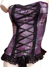 Lace getrimmt trägerloses Korsett & Passende Tanga, Kiss Me Größe S/UK 6-8, ll075