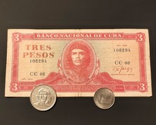 Banknote Papiergeld Geldschein Ernesto Che Guevara 3 Pesos + 2 extra Münzen