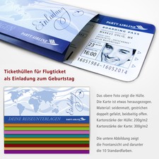 Tickethüllen für die Einladungskarten Geburtstag als Flugticket, Boarding Pass