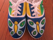 handbemalt Sneaker Chucks Schuhe Schmetterling Raupe, Unikat Design Gr. 38