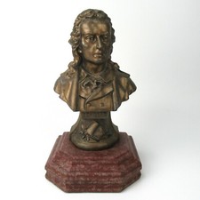 Dekorative Metall Figur Büste Friedrich Schiller Holzsockel Figurine Bust 22cm