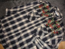 FLANELL-LONG-BLUSE mit Schmucksteinen ZARA BASIC