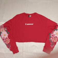 Pulli,  Gr. S, 34, 36, 38, H&M, Blumen, cropped,  wunderschön !! Rot, tip top !!