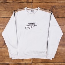 Vintage NIKE darlegen Sweatshirt 2xl Swoosh weiß gestickt Roundneck