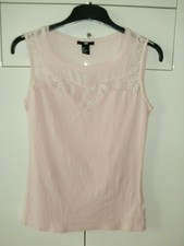 H&M ♥ SPITZEN TOP ♥ SPITZEN OBERTEIL ♥ BLUSE ♥ S ♥ altrosa Stretch ♥gut erhalten