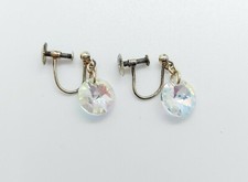 Vintage Schraube Rückseite Ohrringe vergoldet Sterlingsilber Kristall nicht durchbohrte Ohren