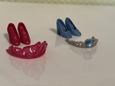 5x Barbie Mattel Puppen Schuhe Set Konvult High Heels Pink Blau Brille Krone￼