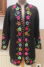 STORYBOOK KNITS traumhafte Strick-Jacke schwarz bunte Blumen Glitzer Gr S NEUw