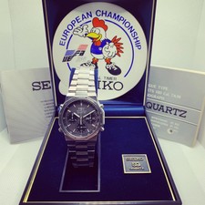 Seiko Quartz Chronograph Sports 100 7A38-7020 Royal Oak Full Set Box Papers UEFA