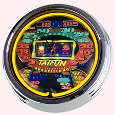 N-0812 Wanduhr Geldspielautomat Merkur TaiFun Wohnzimmer Neonuhr Küche Deko Uhr