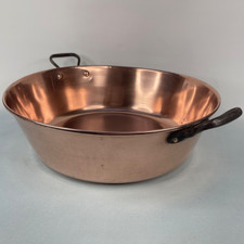 Vintage französische Küche große Marmelade oder Konservierung Kupfer Kochpfanne Topf mit Griffen