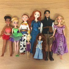 Disney Puppen gemischt Konvolut-Moana Tinkerbell Jessie Merida Rapunzel Flynn Rider
