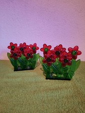 Serviettenhalter 2 Stück Rot-Grün mit Blumen 2-teilig für Servietten Deko Servie