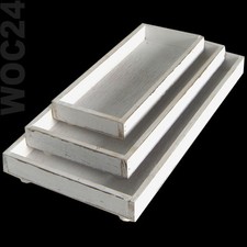 Dekoplatte Dekotablett Holz Kerzen Tisch Tablett Deko Shabby Weiß Antik Füße