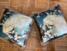 2x Kissen mit Motiv und mit Fransen und Inlett 45 cm