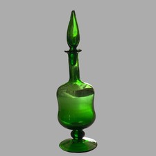 Karaffe Glas Kristallkaraffe Studioglas grün groß Handarbeit  Ausgefallen