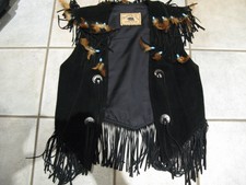 Fransenweste mit Federn, Running Bear, Country, Western, Cowboy, Biker,Linedance
